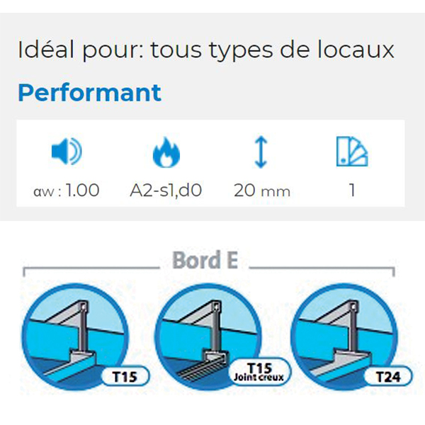 Dalle De Faux Plafond Acoustique Tonga E Eurocoustic Blanc