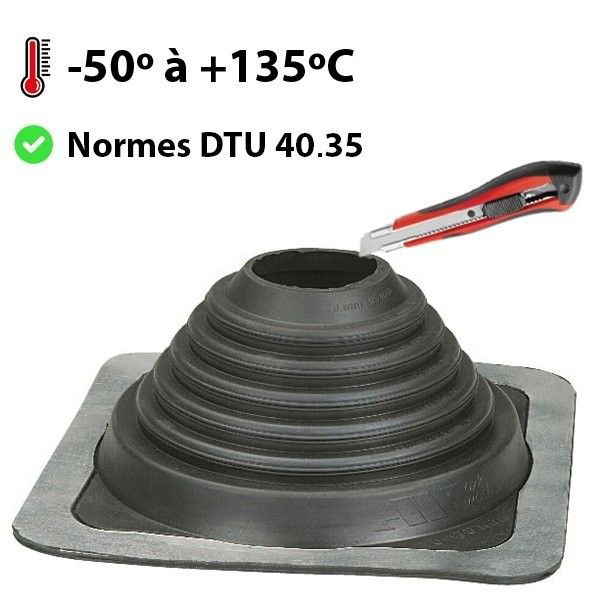 Sortie De Toit Ronde Pipeco N°4 Pour Tuyau Ø70 à 177 Mm - EPDM Noir ...